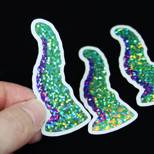 Kraken sticker 2" (glitter green + purple)