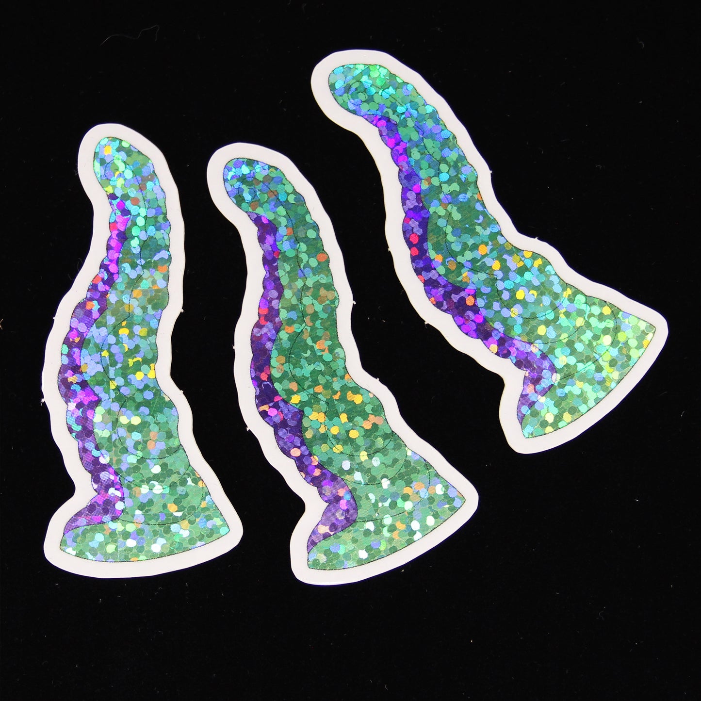 Kraken sticker 2" (glitter green + purple)